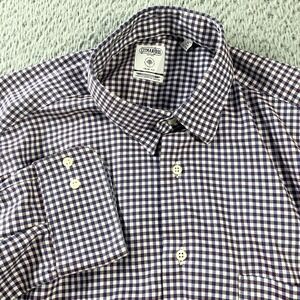 Gitman Bros Shirt Mens Medium Purple Check Trim Fit Stretch Button Down Made USA